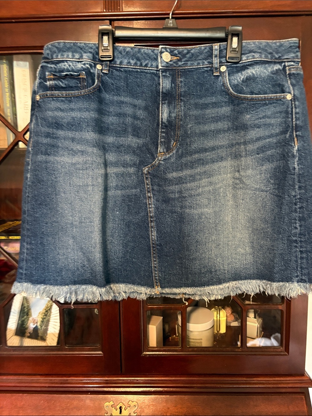 Loft Denim Fringe Hem Mini Skirt - Blue